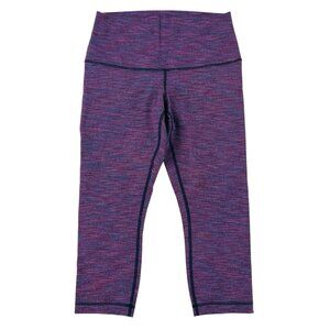 Lululemon Wunder Under Crop II Leggings Size 6 Purple Jacquard Space Dye